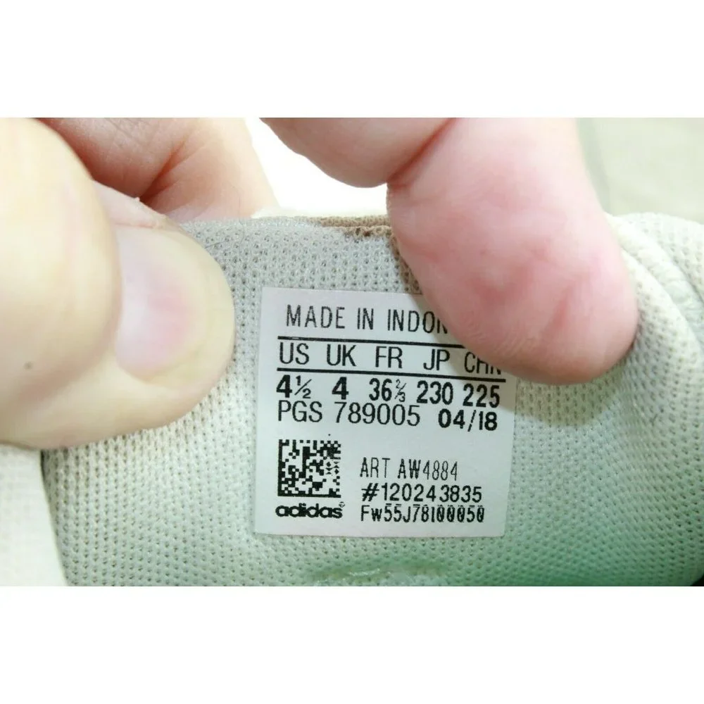 Adidas  White Leather Lace Up Low Top Athletic Sneaker Shoes Size 4.5 - Picture 8 of 9